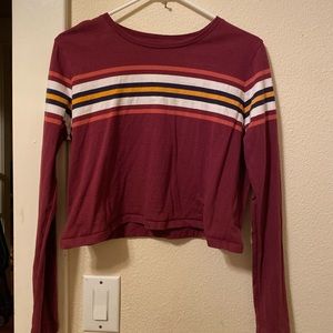 Striped long sleeve crop top